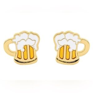 3 For $35 Beer Mug Stainless Steel Enameled Stud Earrings Party Festival